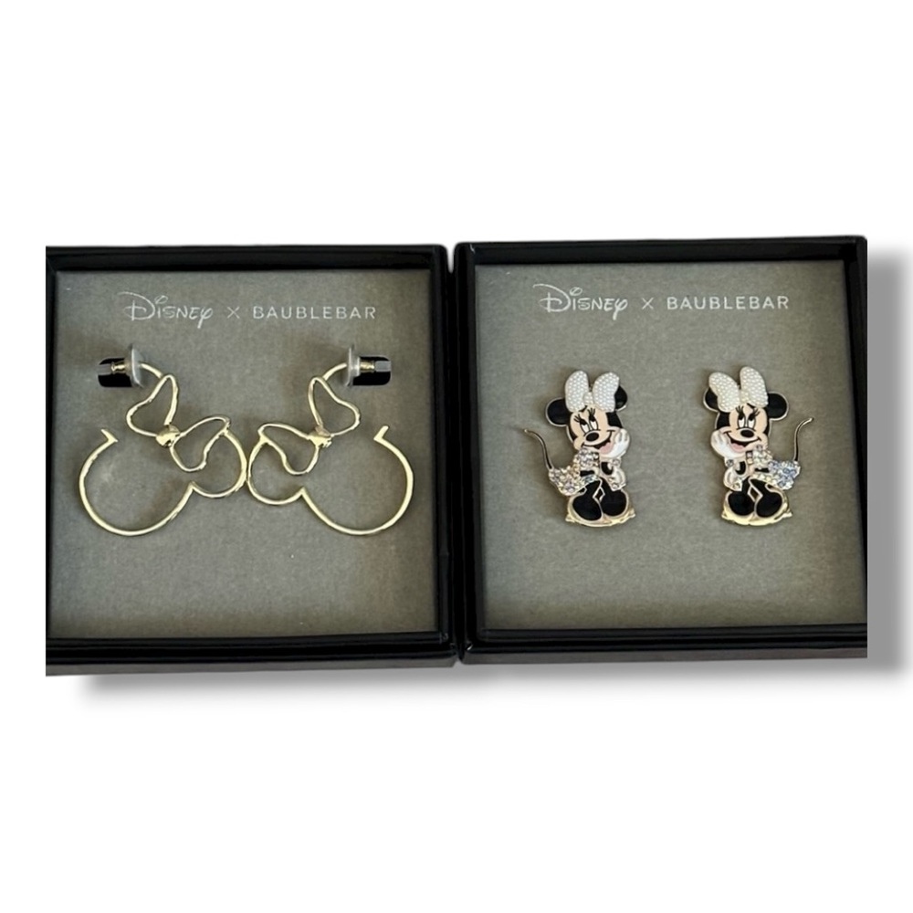 NEW BaubleBar x Disney Minnie Mouse Disney Earrings 2 pairs interchangeable Sets